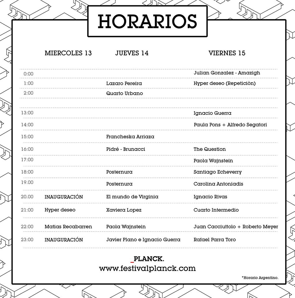 planck festival horarios